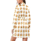 Hamburger Pattern Print Design 04 Women's Long Sleeve Belted Night Robe