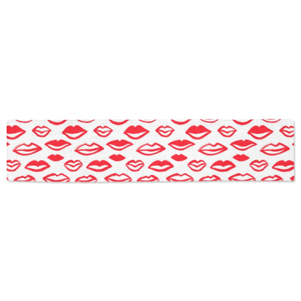 Lips Pattern Print Design 05 Table Runner