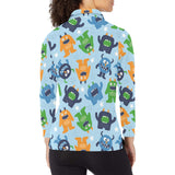 Alien Pattern Print Design 04 Women's Long Sleeve Polo Shirt
