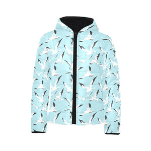 Seagull Pattern Print Design 01 Kids' Boys' Girls' Padded Hooded Jacket