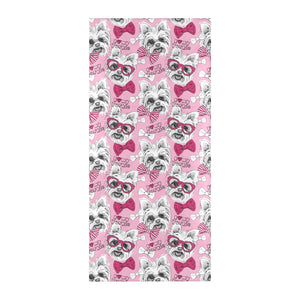 Yorkshire Terrier Pattern Print Design 03 Beach Towel