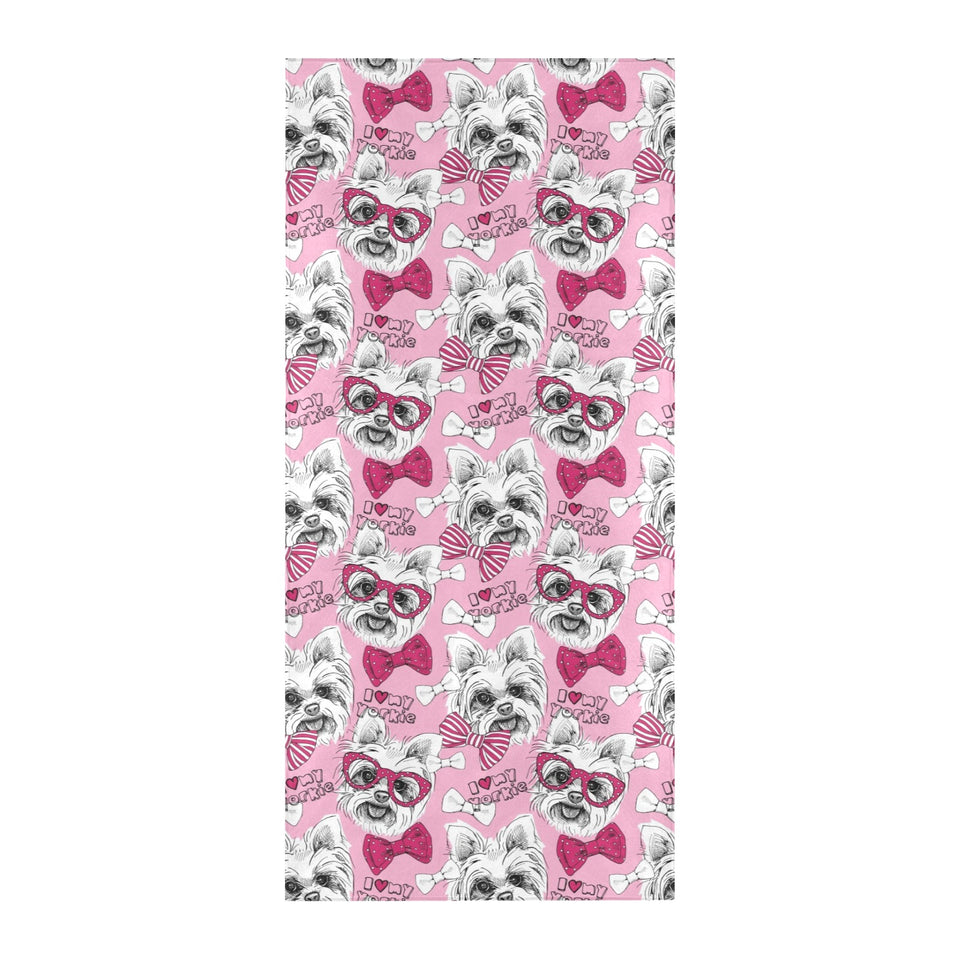 Yorkshire Terrier Pattern Print Design 03 Beach Towel