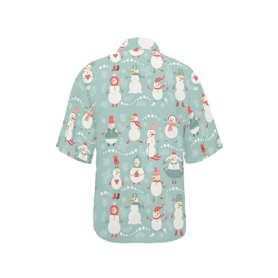 Cute snowman pattern Women's All Over Print Hawaiian Shirt