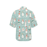 Cute snowman pattern Women's All Over Print Hawaiian Shirt