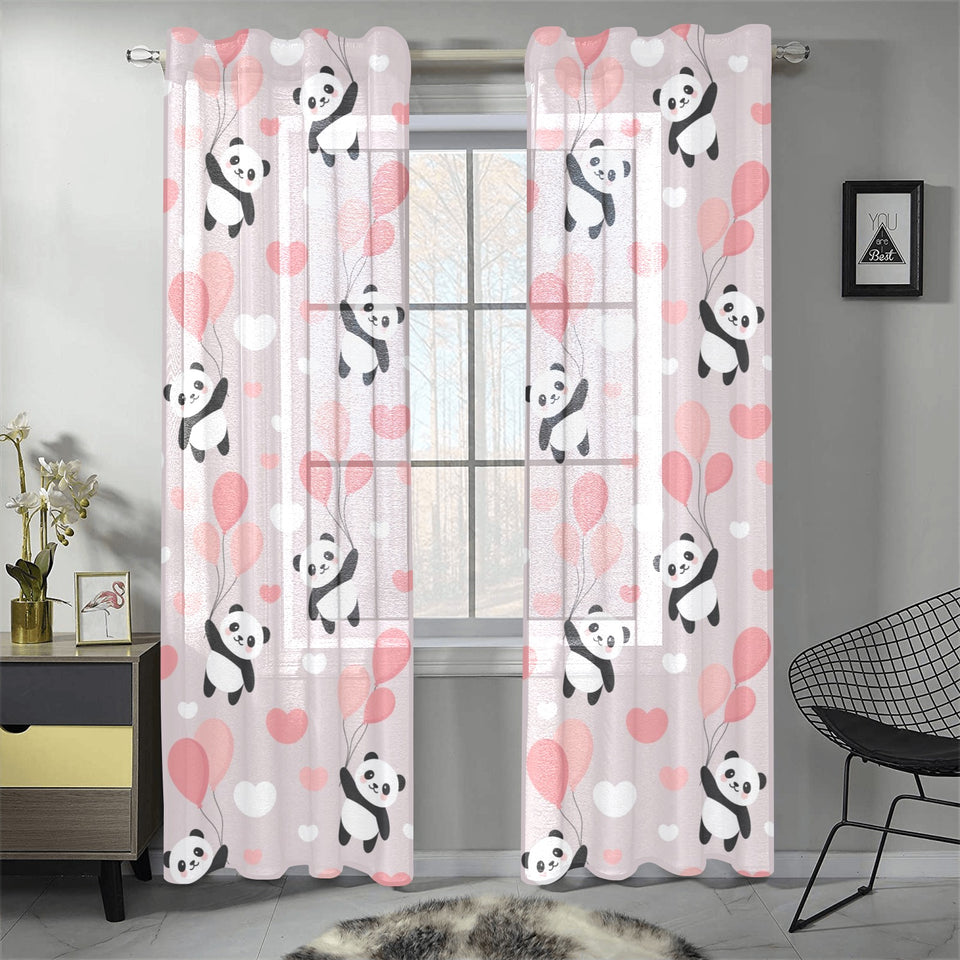 Cute panda ballon heart pattern Gauze Curtain