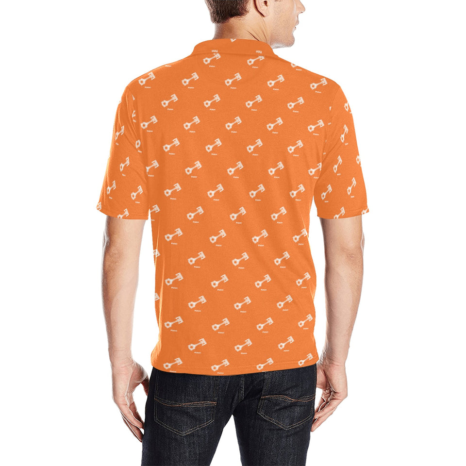 Engine Piston Orange Background Pattern Design 05 Men's All Over Print Polo Shirt