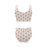 Sausage Pattern Print Design 05 Chest Bowknot High Waisted Bikini Swimsuit
