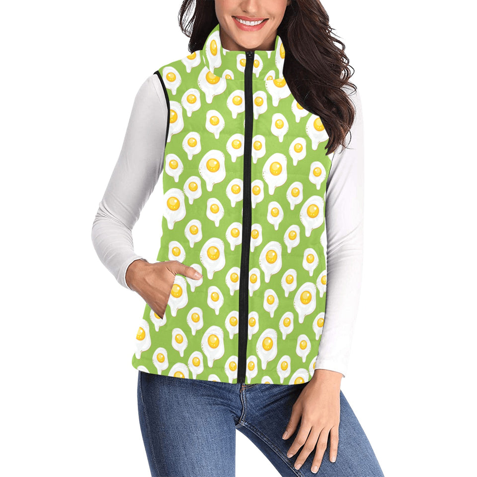 Fried Eggs Pattern Print Design 01 Women's Padded Vest