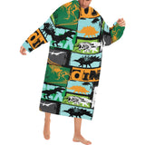 dinosaurs print pattern Blanket Robe with Sleeves