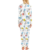 Siberian husky and colorful circle pattern Women's All Over Print Pajama Set