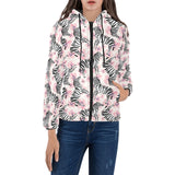 Zebra pink flower background Women's Padded Hooded Jacket