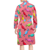 Colorful wrapped candy pattern Men's Long Sleeve Belted Night Robe