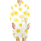 Sun pattern Men's Long Sleeve Belted Night Robe