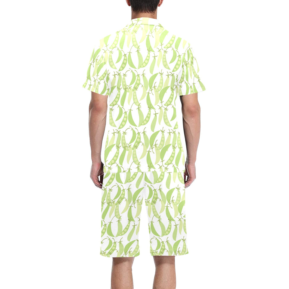 Green Peas Pattern Print Design 03 Men's V-Neck Short Pajama Set