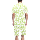 Green Peas Pattern Print Design 03 Men's V-Neck Short Pajama Set