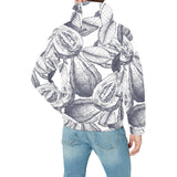 Guava tropical hand drawn pattern Men's Padded Hooded Jacket