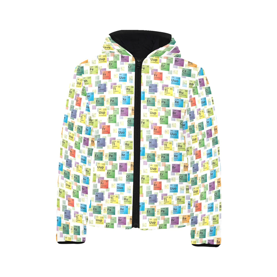 Chemistry Periodic Table Pattern Print Design 05 Kids' Boys' Girls' Padded Hooded Jacket