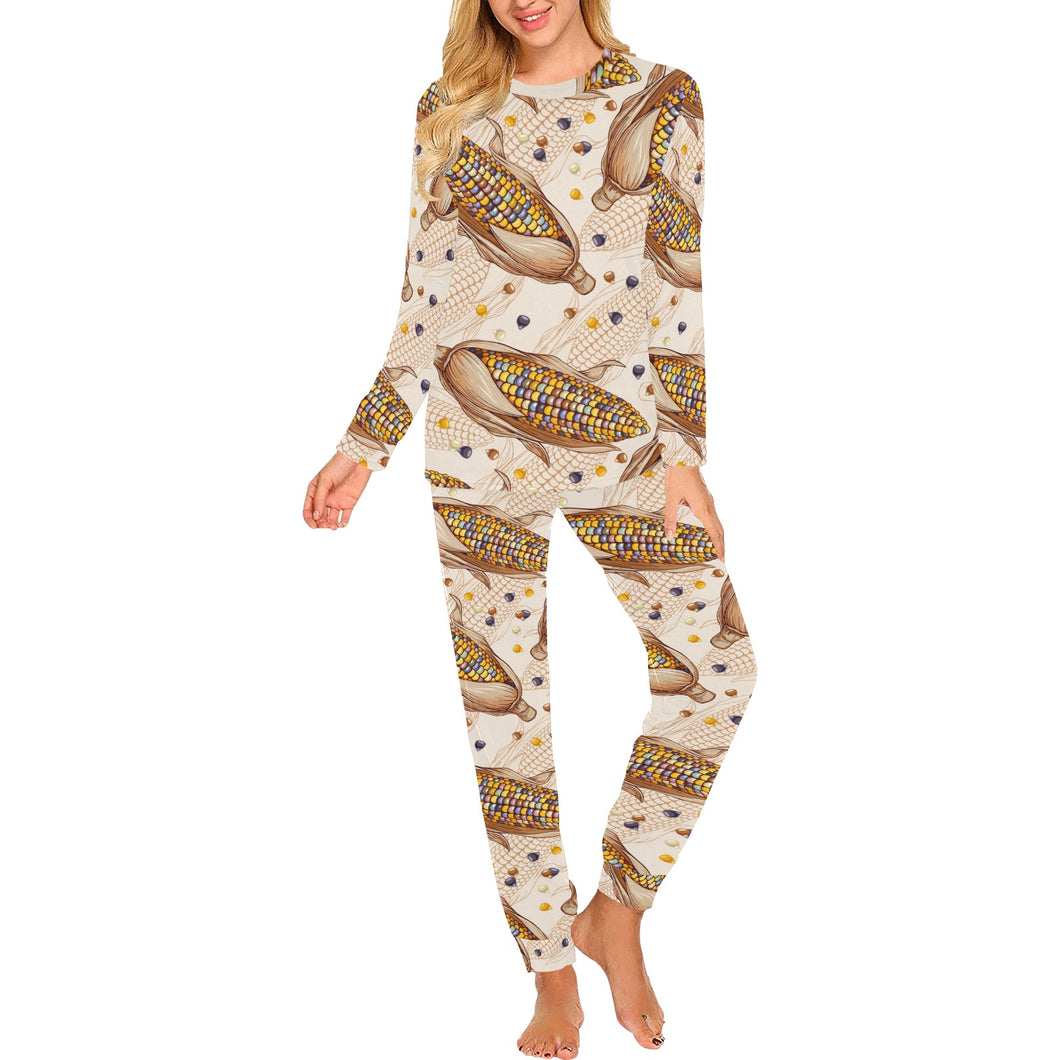 Corn Pattern Print Design 03 Women's All Over Print Pajama Set