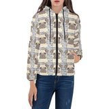 Happy pug pattern Women's Padded Hooded Jacket