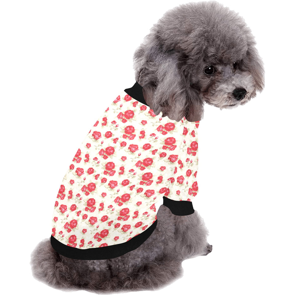 Rose Pattern Print Design 01 All Over Print Pet Dog Round Neck Fuzzy Shirt