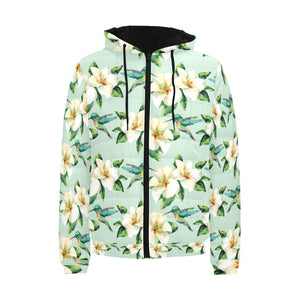 Hummingbird Pattern Print Design 01 Men's Padded Hooded Jacket