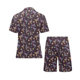 Hummingbird Pattern Print Design 04 Men's V-Neck Short Pajama Set