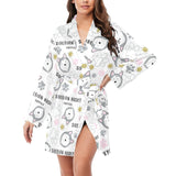 Siberian Husky design pattern Women's Long Sleeve Belted Night Robe