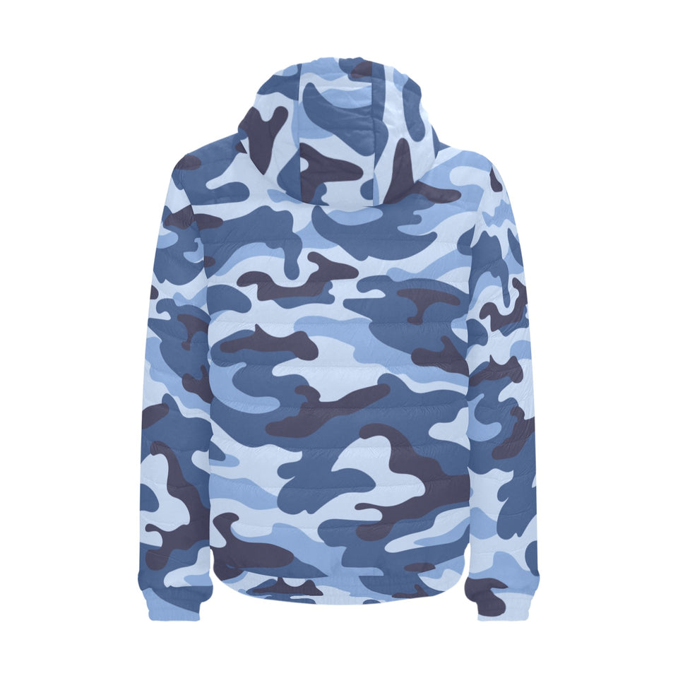 Blue camouflage pattern Men's Padded Hooded Jacket