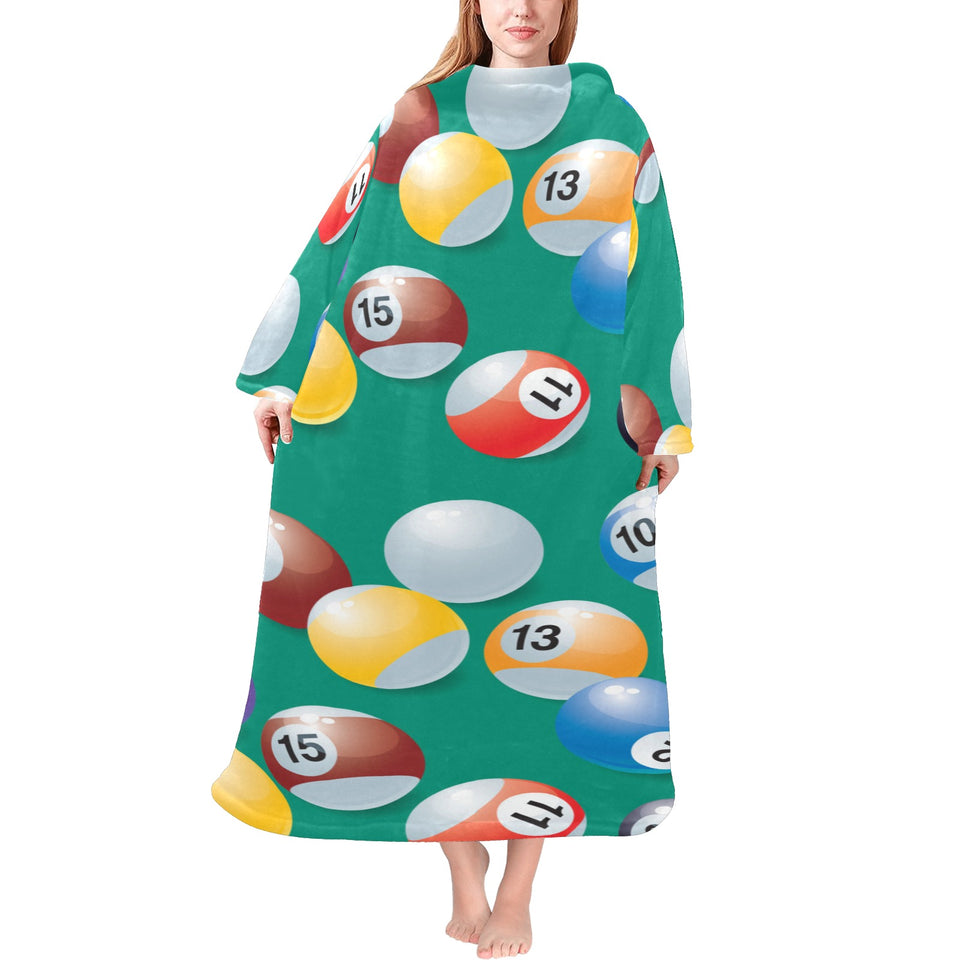 Billiard Ball Pattern Print Design 01 Blanket Robe with Sleeves