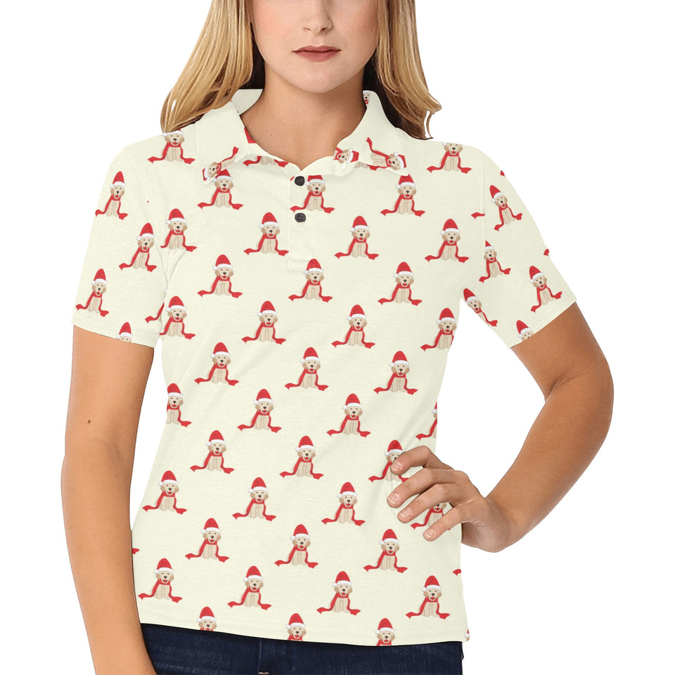 Golden Retriever Pattern Print Design 01 Women's All Over Print Polo Shirt