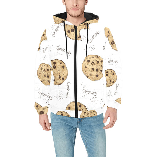 Sketch style cookie pattern Men's Padded Hooded Jacket