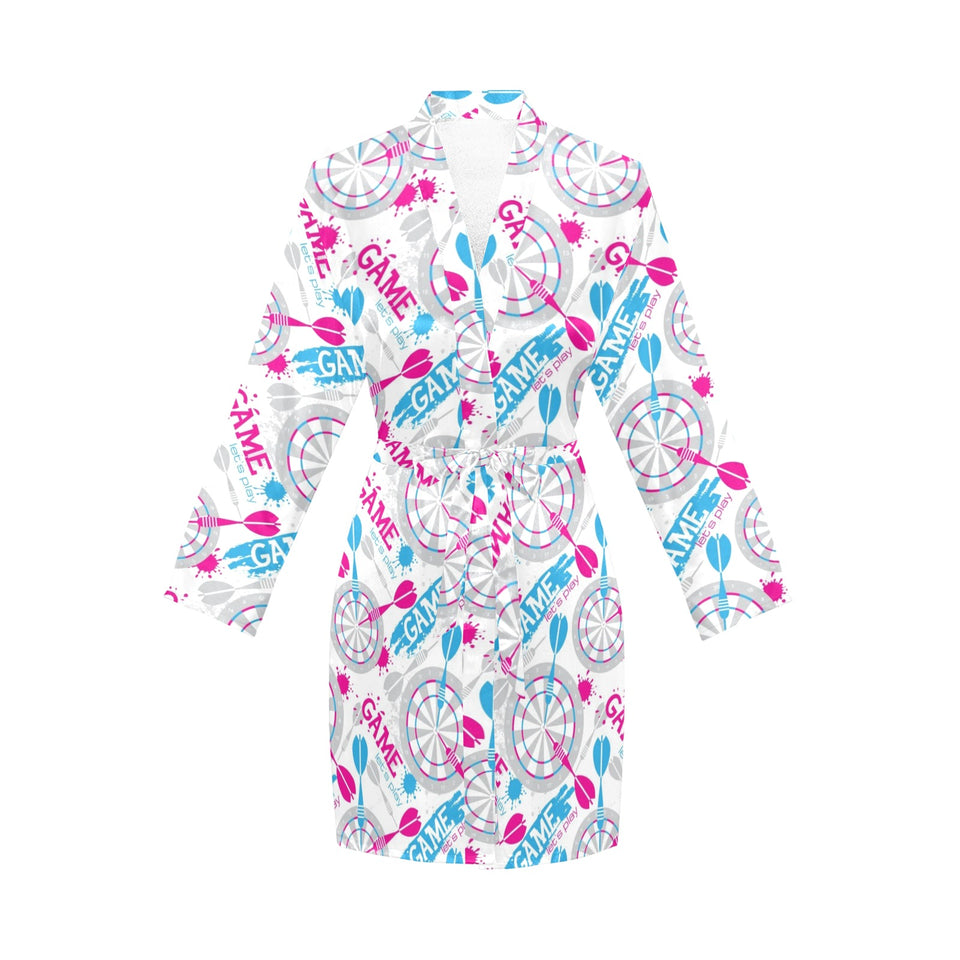 Darts Pattern Print Design 01 Women's Long Sleeve Belted Night Robe