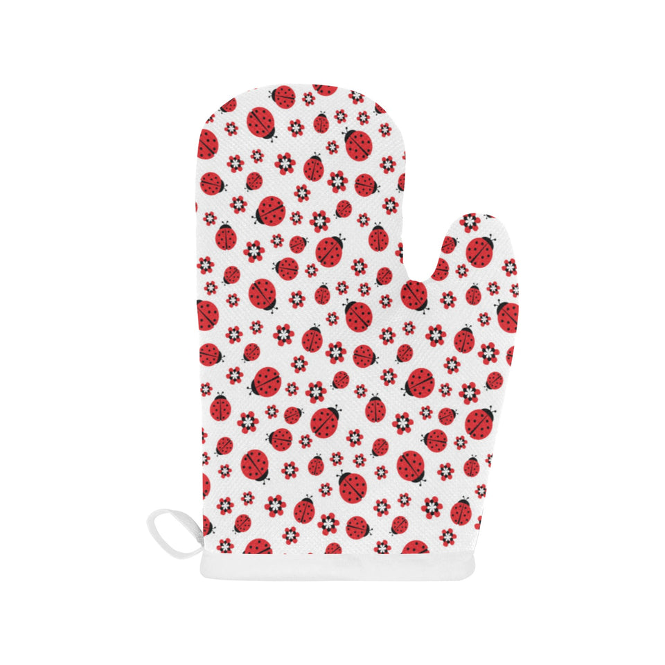 Ladybug Pattern Print Design 04 Heat Resistant Oven Mitts