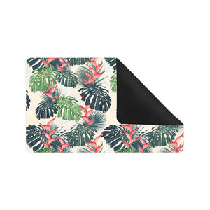 heliconia flowers, palm and monstera leaves Doormat