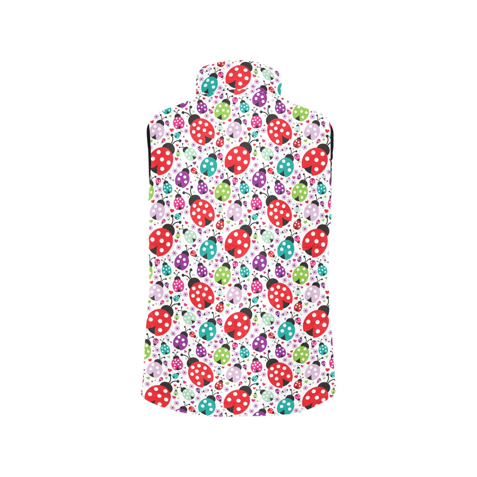 Ladybug Pattern Print Design 03 Women's Padded Vest
