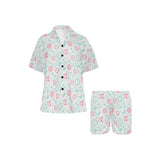 Clock time pattern blackground Women's V-Neck Short Pajama Set