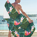 Parrot Palm tree leaves flower hibiscus pattern Beach Towel