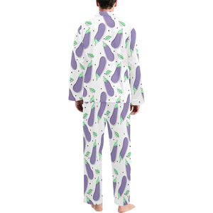 Eggplant Pattern Print Design 05 Men's Long Pajama Set