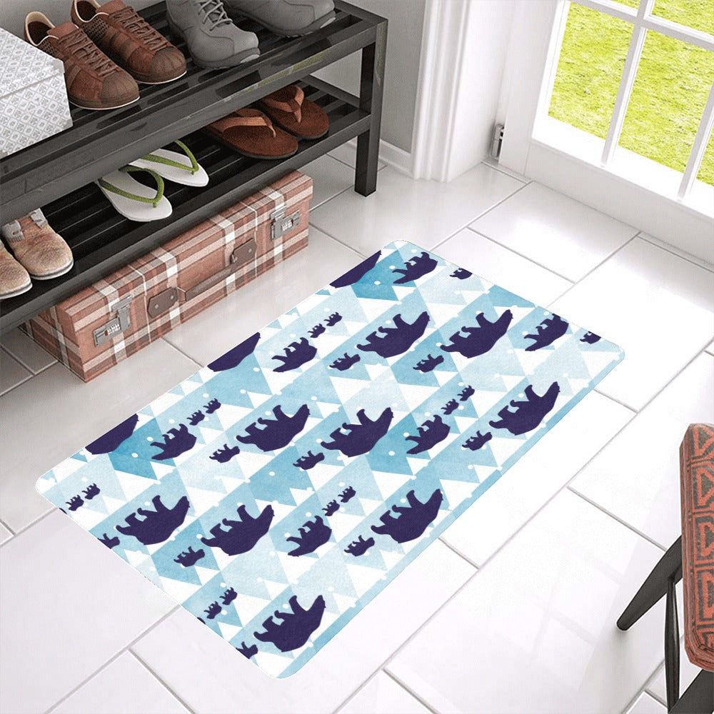 polar bear winter snow pattern Doormat