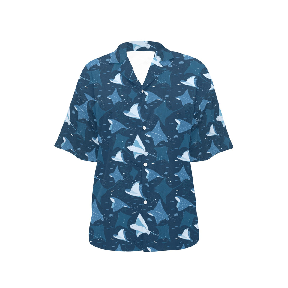 Stingray Pattern Print Design 04 Women's All Over Print Hawaiian Shirt