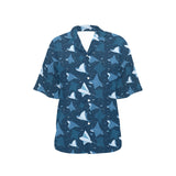 Stingray Pattern Print Design 04 Women's All Over Print Hawaiian Shirt