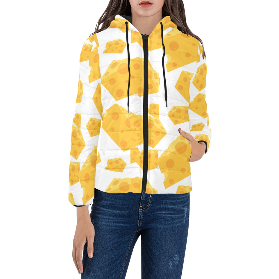 Cheese slice pattern Women's Padded Hooded Jacket
