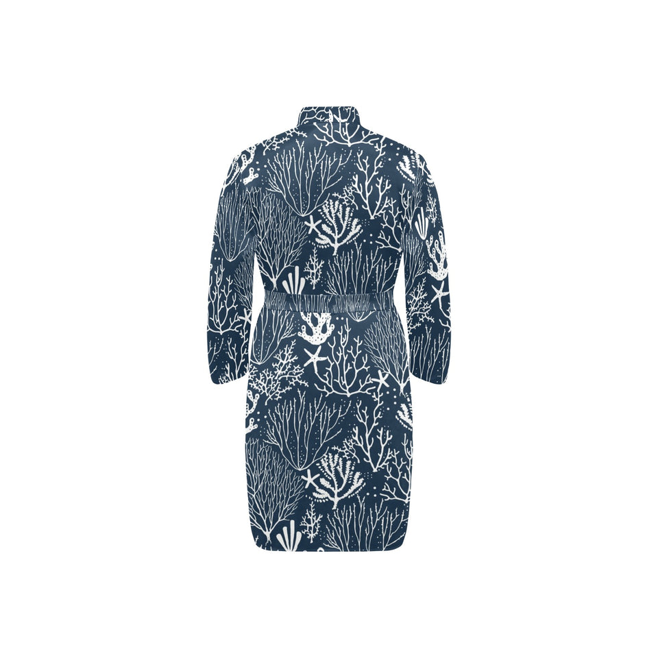 Coral Reef Pattern Print Design 05 Men's Long Sleeve Belted Night Robe