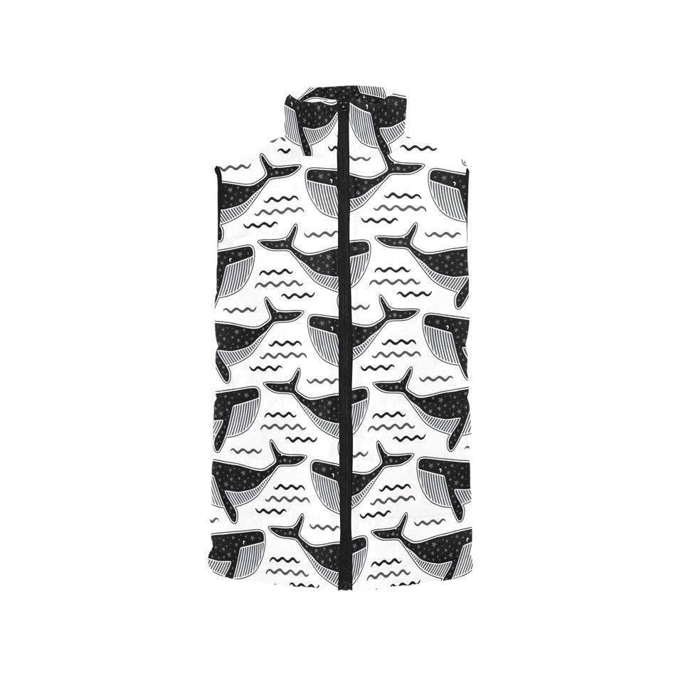 Black whale pattern Women's Padded Vest