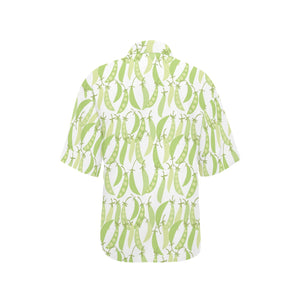 Green Peas Pattern Print Design 03 Women's All Over Print Hawaiian Shirt