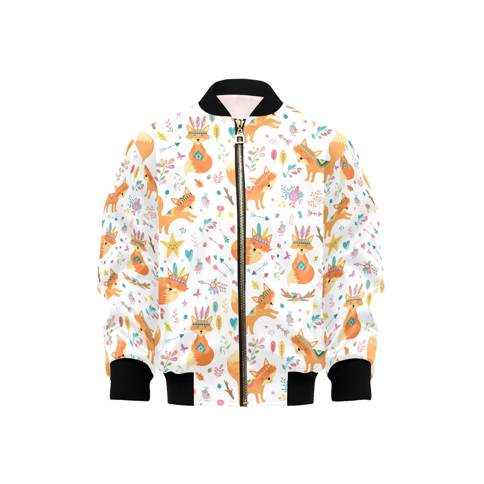 cute tribal fox pattern Kids' Boys' Girls' Bomber Jacket