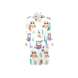 Cute owl pattern Men's Long Sleeve Belted Night Robe