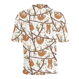 Sloths hanging on the tree pattern Men's All Over Print Polo Shirt