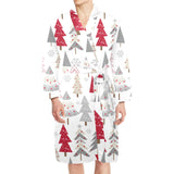 Cute Christmas tree pattern Men's Long Sleeve Belted Night Robe