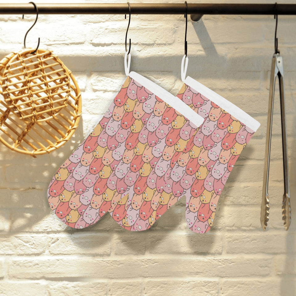 Pig Pattern Print Design 04 Heat Resistant Oven Mitts